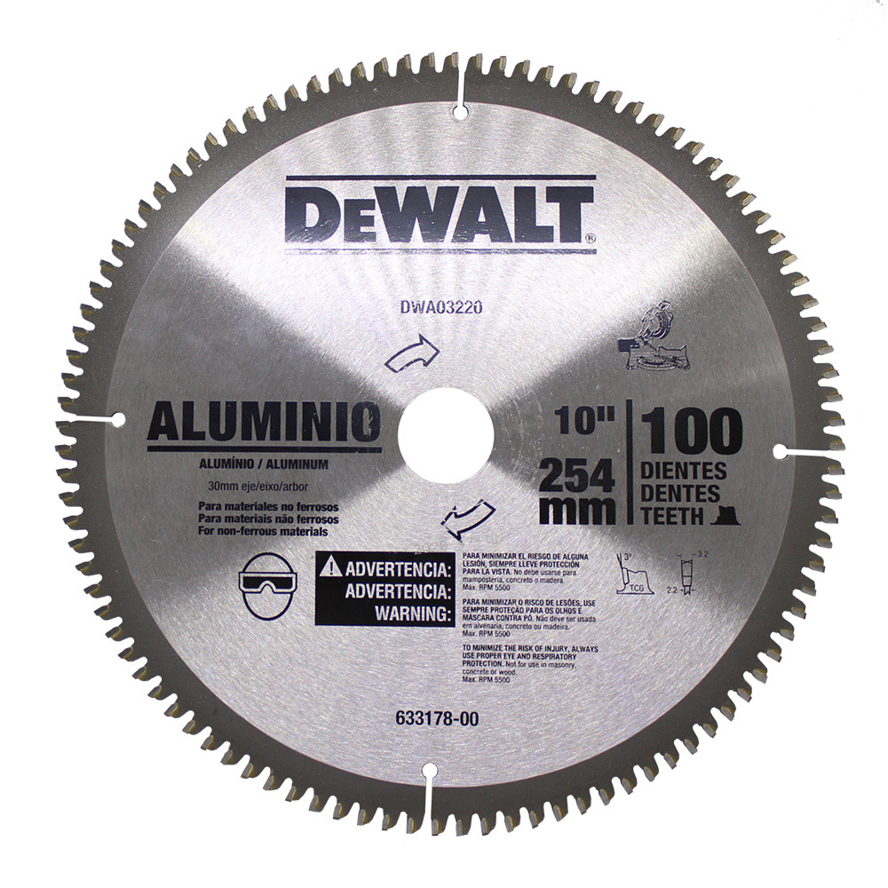 Lâmina de Serra Esquadria Aluminio 10" 100 Dentes Dewalt DW03220