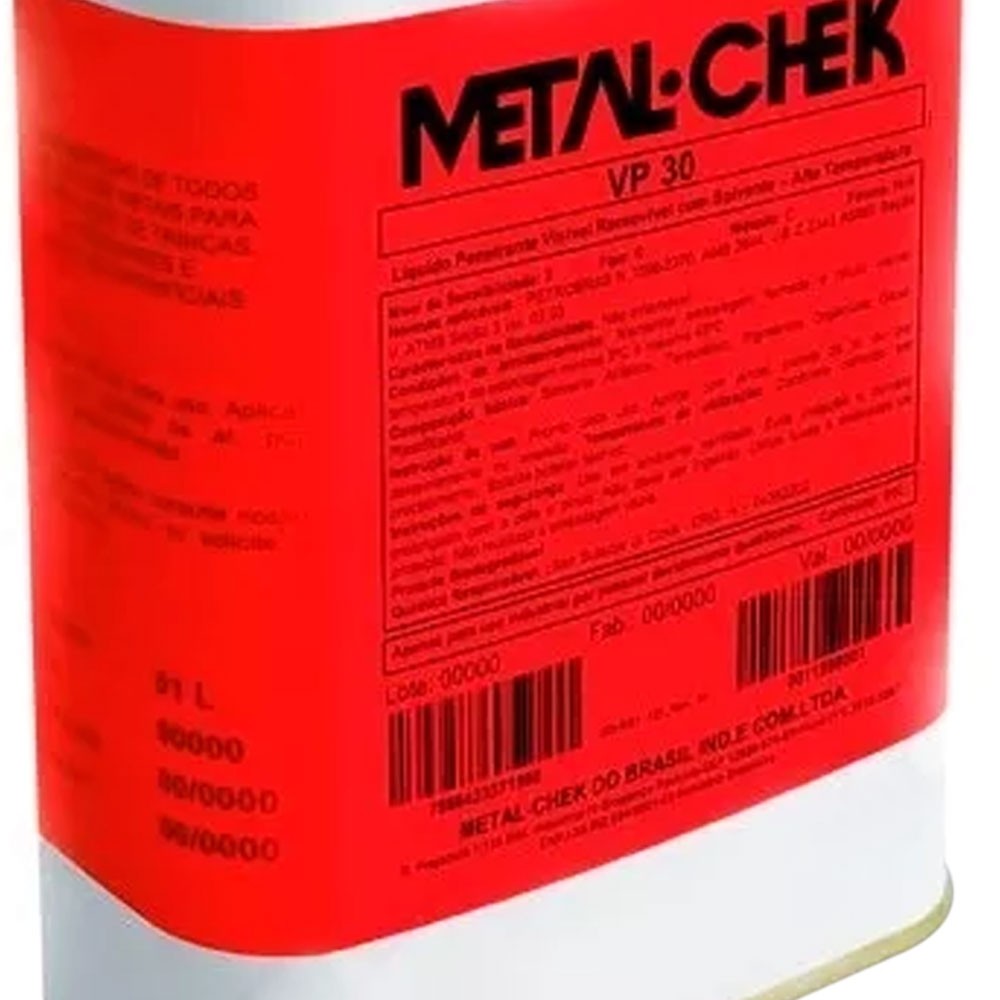 Líquido Penetrante Metal Chek Visível VP30 Lavável à Água 5 Litros