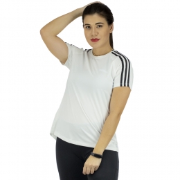 Camiseta Adidas D2M 3 Stripes Branco e Preto - Feminina