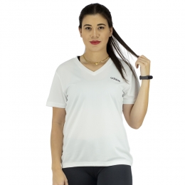 Camiseta Adidas D2M Solid T Branco e Preto - Feminina