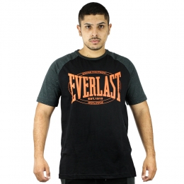 Camiseta Everlast Fundamentals Com Logo - Preta e Laranja - Masculina 