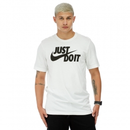 Camiseta Nike Mc Just Do It Swsh Branco/Preto - Masculina