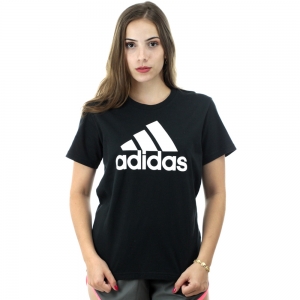 Camiseta Adidas Logo Preto Branco - Feminina