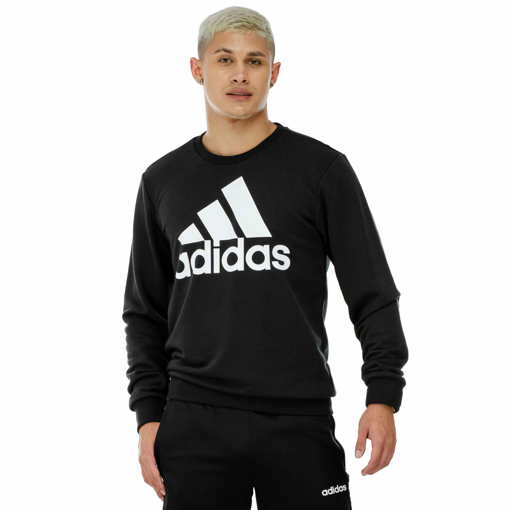 Blusão Moletom Adidas Essentials Big Logo Preta Branca - Masculino