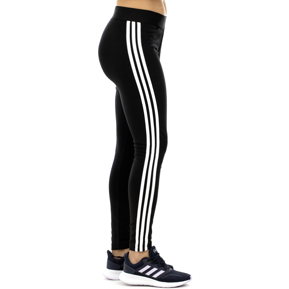 Calça Legging Adidas Essentials 3 Listras Preto E Branco - Feminina