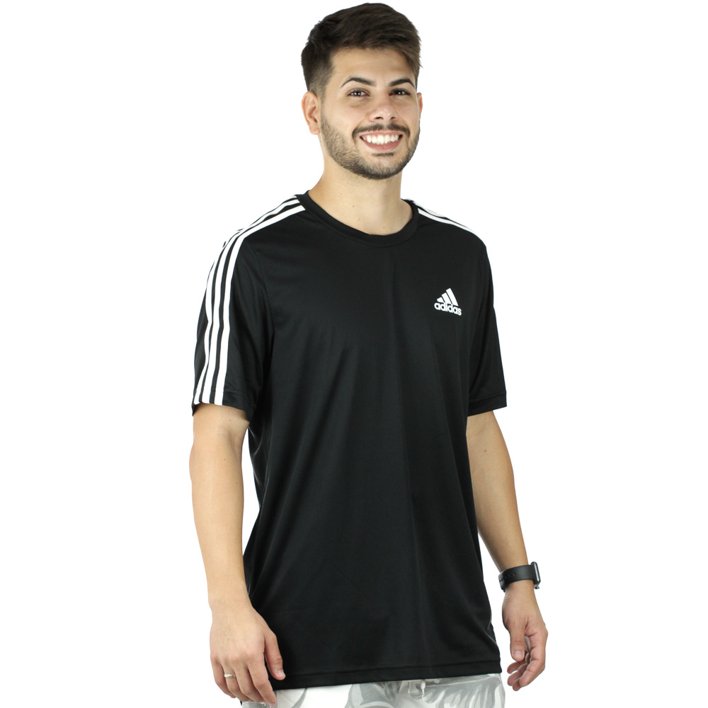 Camiseta Adidas D2M Sport  Preto e Branco - Masculino