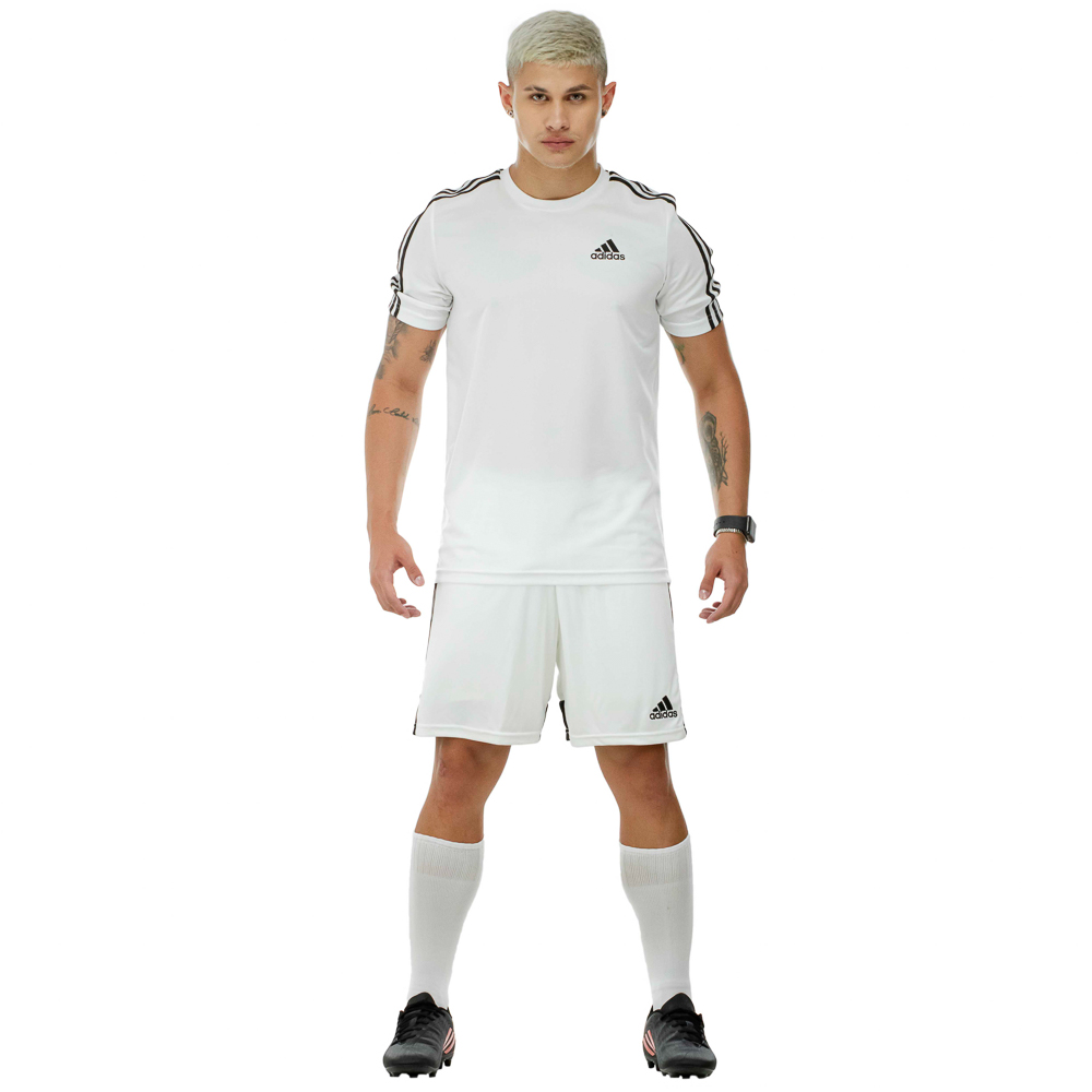 Camiseta Adidas Essentials 3-Stripes Branca Preta - Masculina
