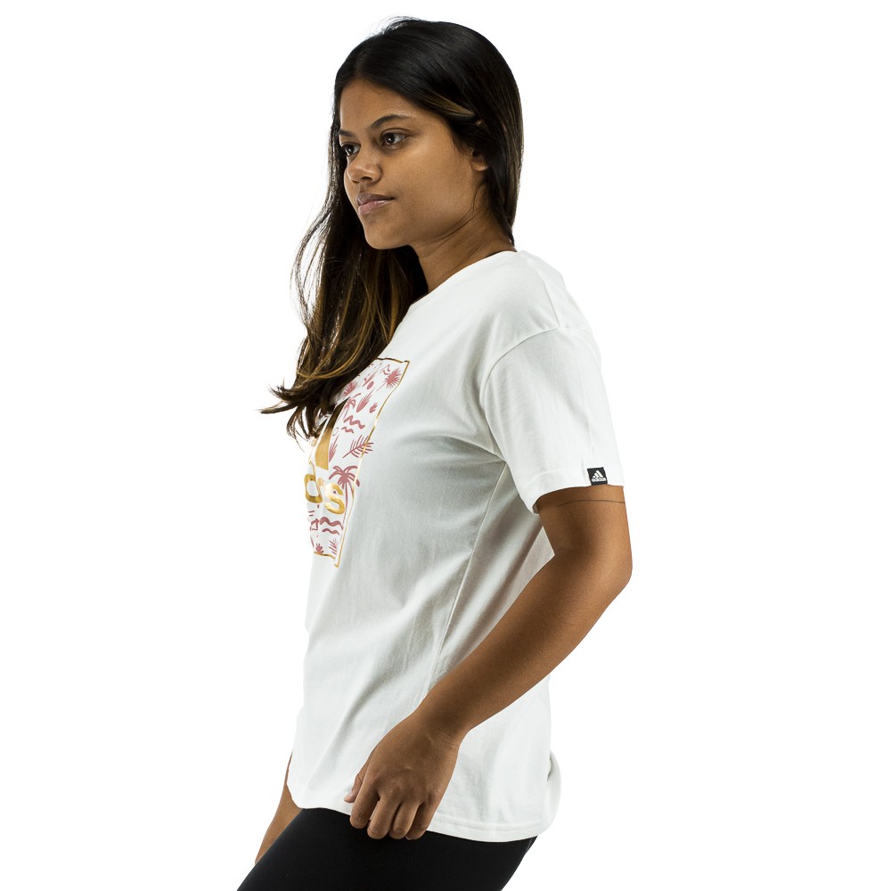 Camiseta Adidas Estampada Floral Branca Dourada - Feminina