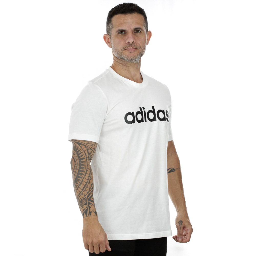 Camiseta Adidas Logo Linear Branca e Preto - Masculina