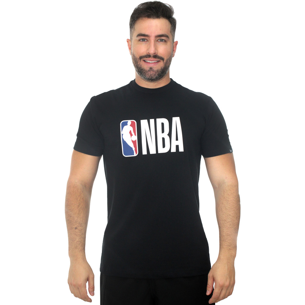 Camiseta New Era Básico Essentials Logo NBA Preta - Masculina
