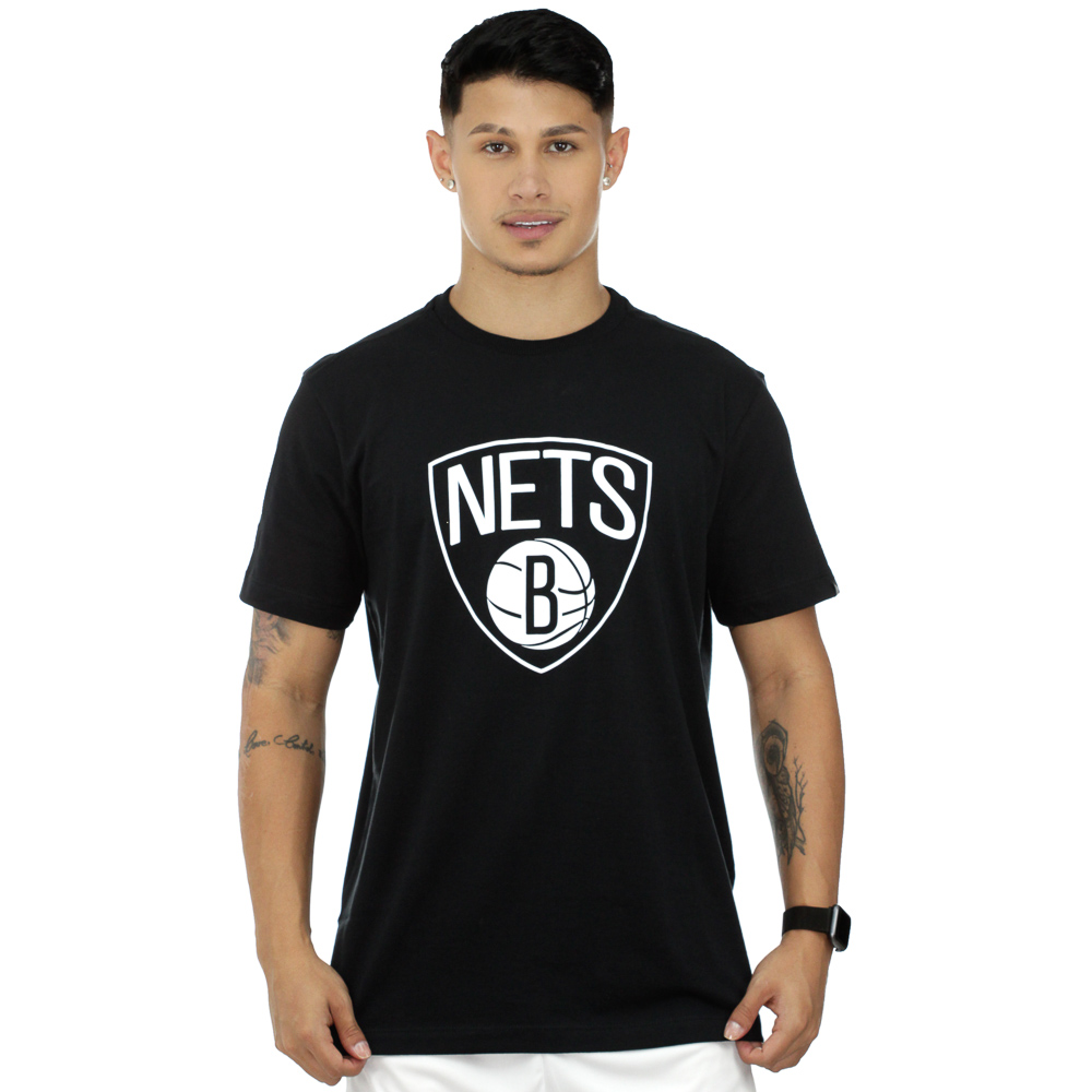 Camiseta New Era NBA Brooklyn Nets Preta e Branca - Masculina