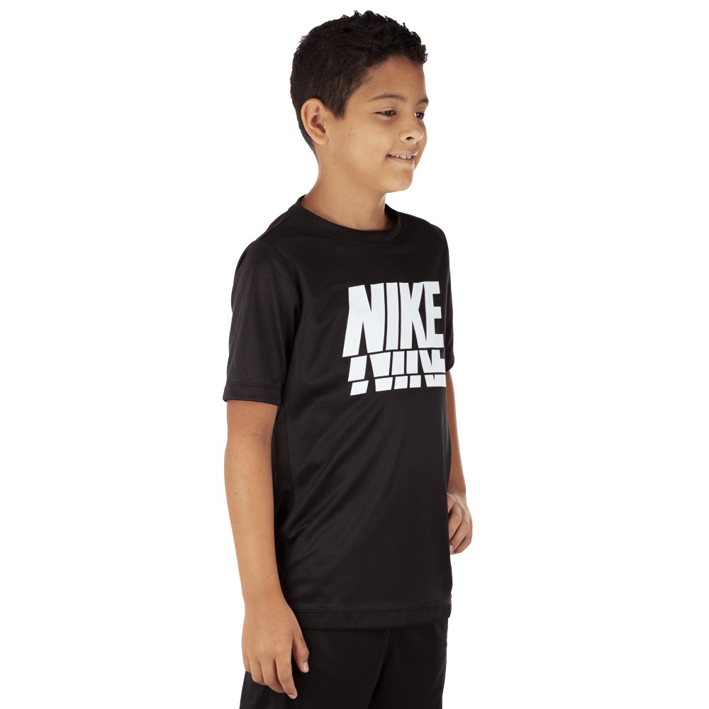 Camiseta Nike Dry Top SS Trophy Preto e Cinza - Infantil