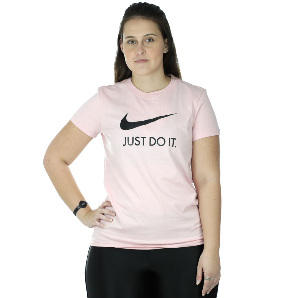 Camiseta Nike Just Do It Slim Rosa e Preta - Feminina