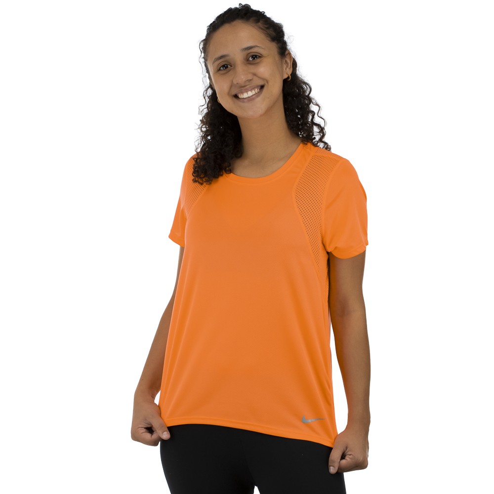 Camiseta Nike Mc Run Top Ss Laranja Neon - Feminina