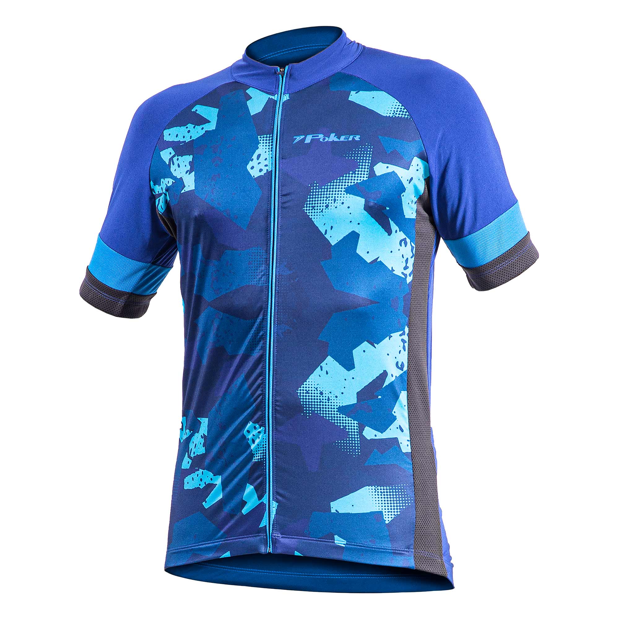 Camiseta Poker Ciclista com Ziper Total Defend Azul - Masculina