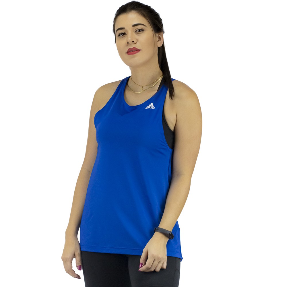 Camiseta Regata Adidas D2M Aop Tank Azul - Feminina