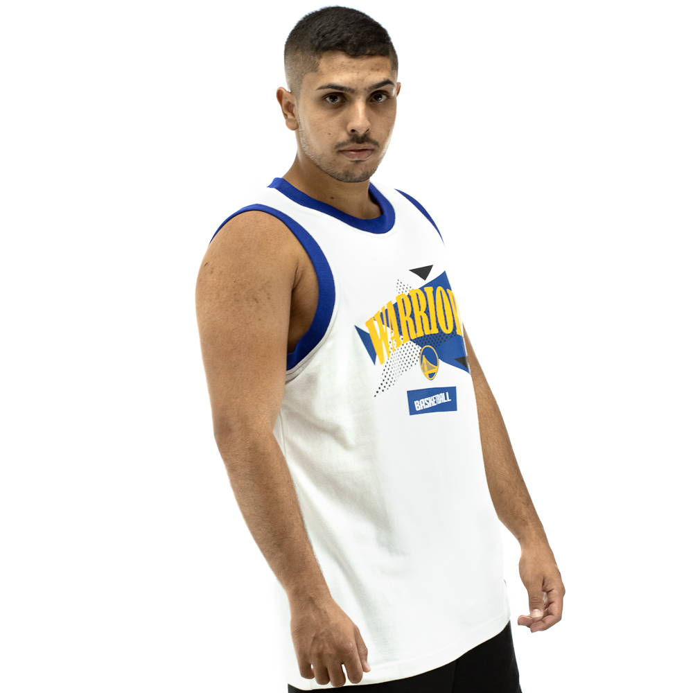 Camiseta Regata New Era Sport Basketball Golden State Worriors Branco