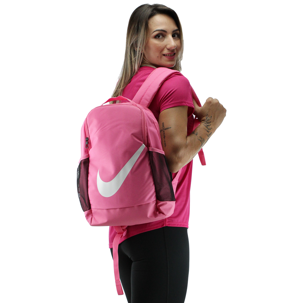 Mochila Nike Brasilia Rosa e Branca