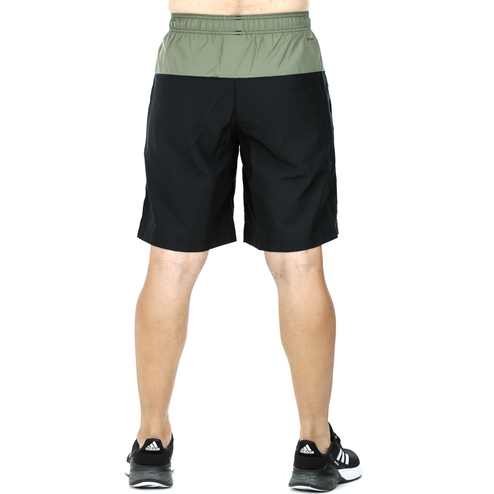Short Adidas Casual Color Block Preto e Verde Militar - Masculino