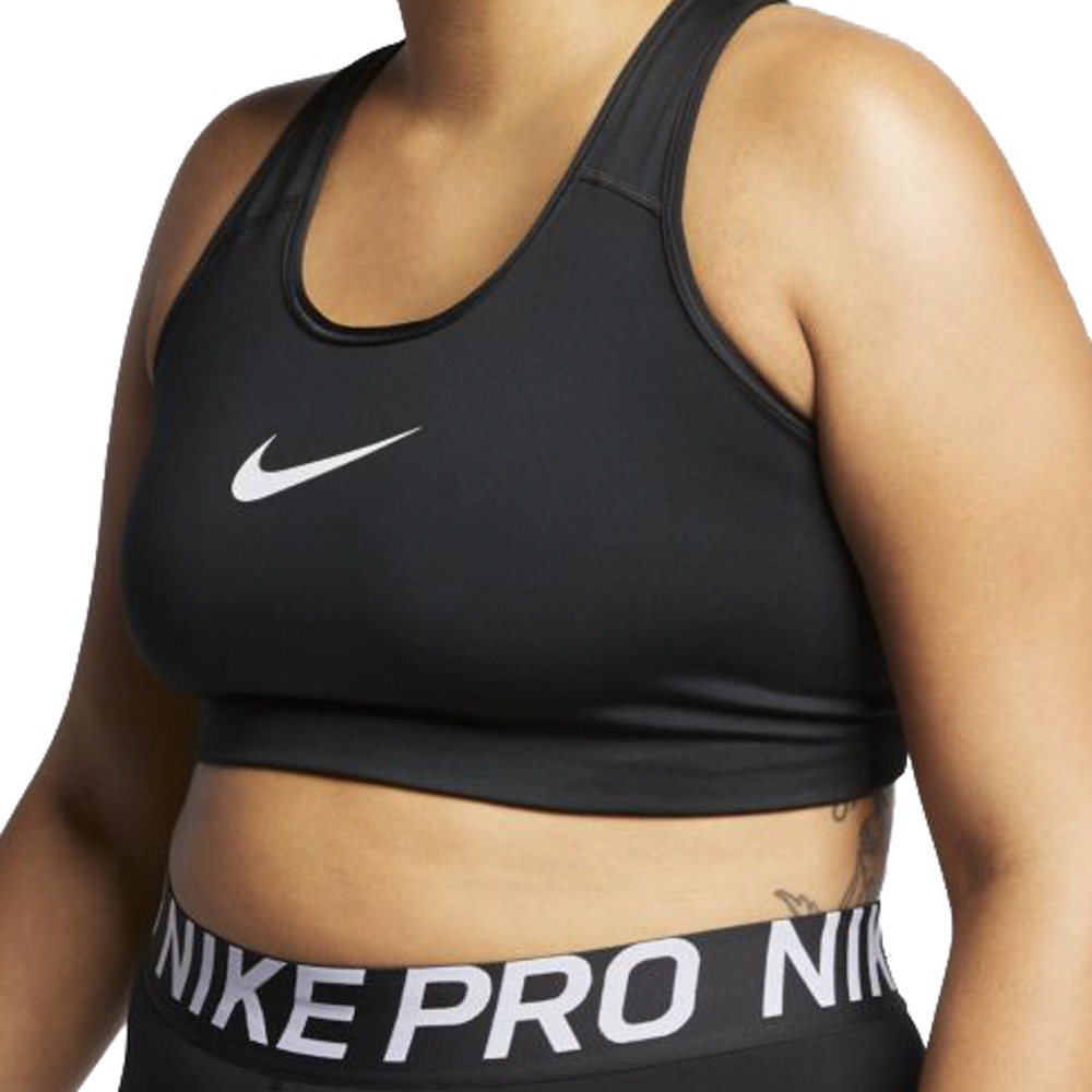 Top Nike Swoosh Sustentação Plus Size Preto Branco