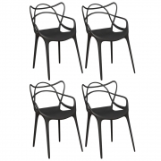 Kit 04 Cadeiras Decorativas Amsterdam Preto - ADJ DECOR
