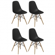 Kit 04 Cadeiras Decorativas Eiffel Charles Eames Preto - ADJ DECOR