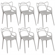 Kit 06 Cadeiras Decorativas Amsterdam Branco - ADJ DECOR
