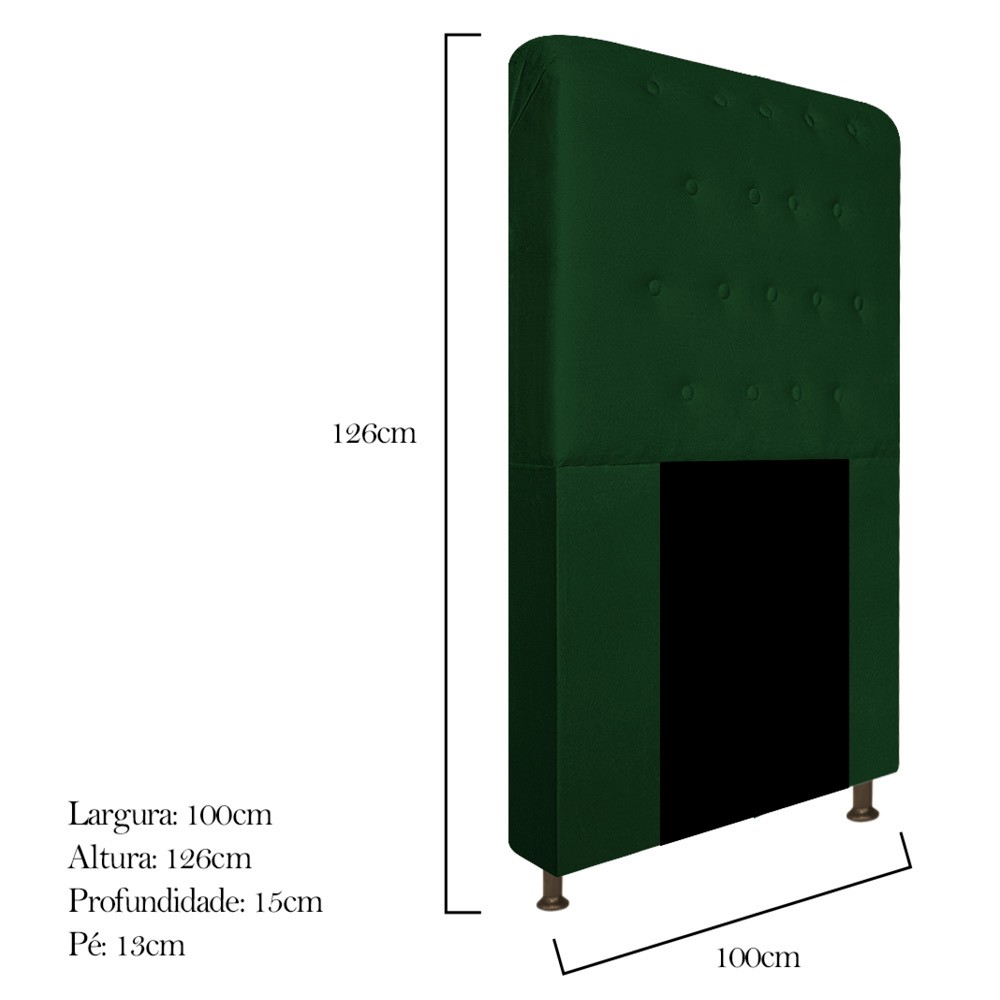 Cabeceira Estofada Brenda 100 cm Solteiro Com Botonê Suede Verde - ADJ Decor