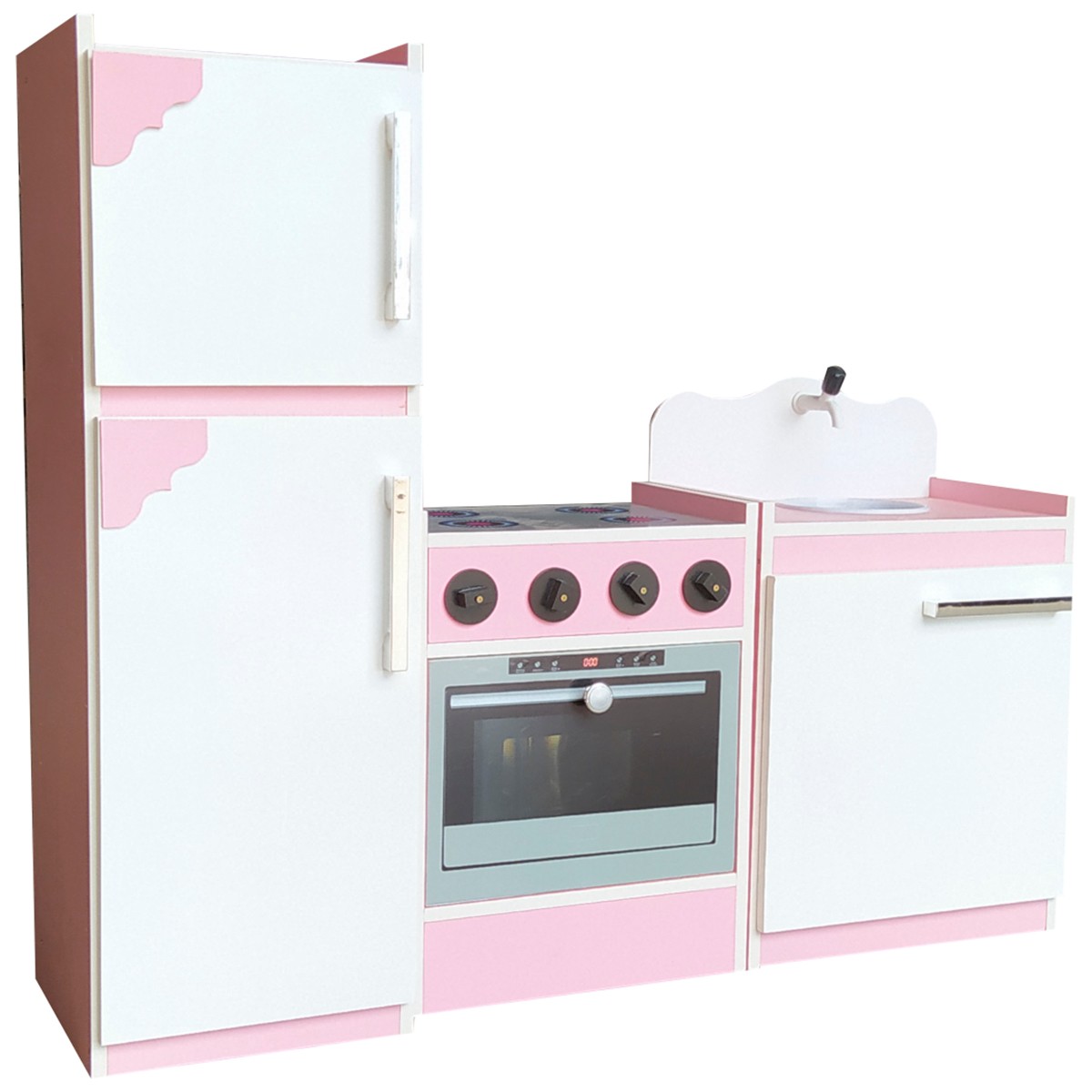 Cozinha Infantil Modulada Anna BC01 Branco/Rosa - ADJ Decor