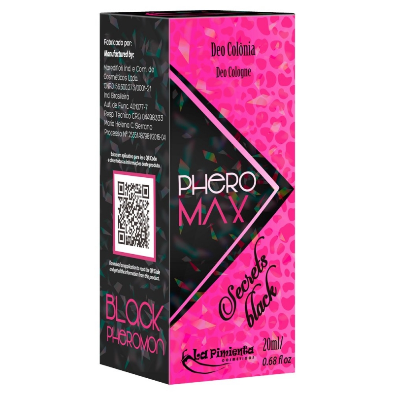 Perfume Phero Max Secrets Black Colônia Feminino 20ml