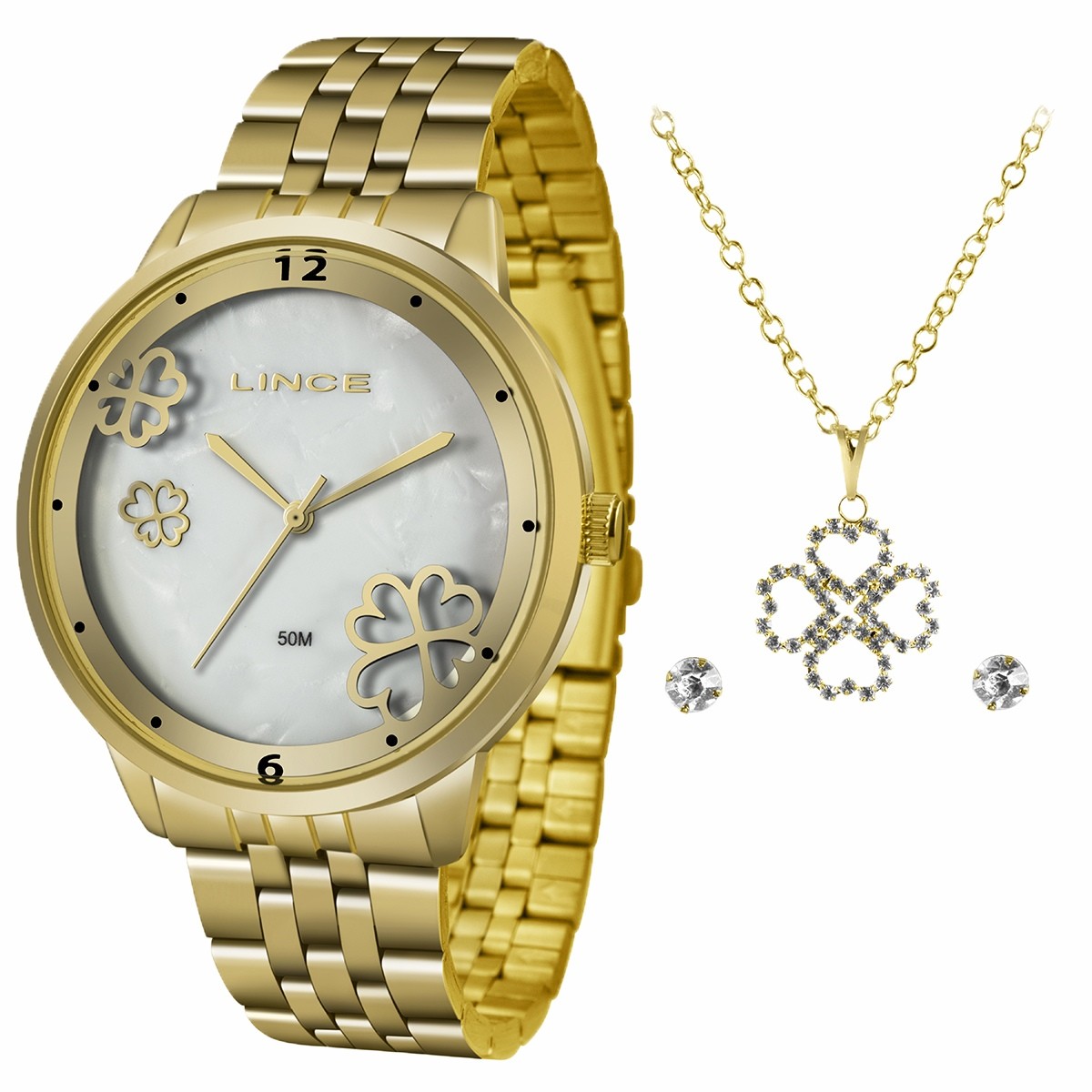 Kit Relógio Lince Feminino Dourado LRGJ098L KV97B2KX