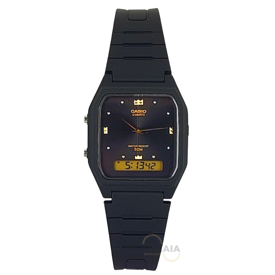Relógio Casio Feminino Standard Anadigi  Preto AW-48HE-1AVDF