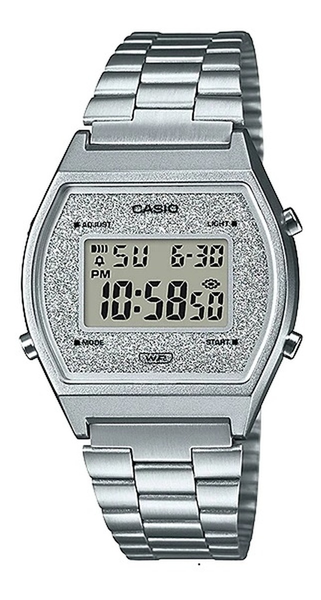 Relógio Casio Feminino Digital Vintage Glitter Prata B640WDG-7DF