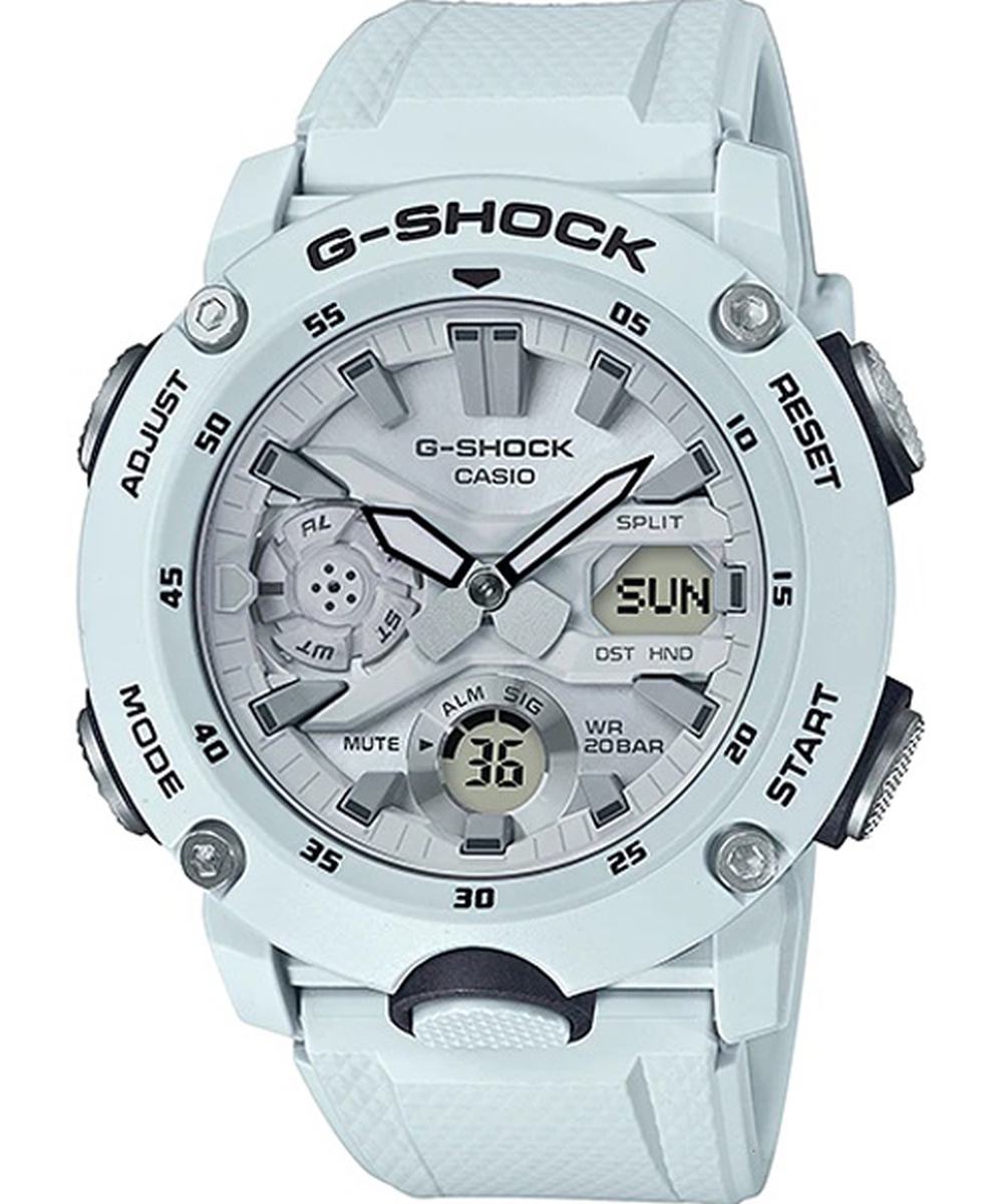 Relógio Casio G-Shock Masculino Anadigi Branco Azulado GA-2000S-7ADR
