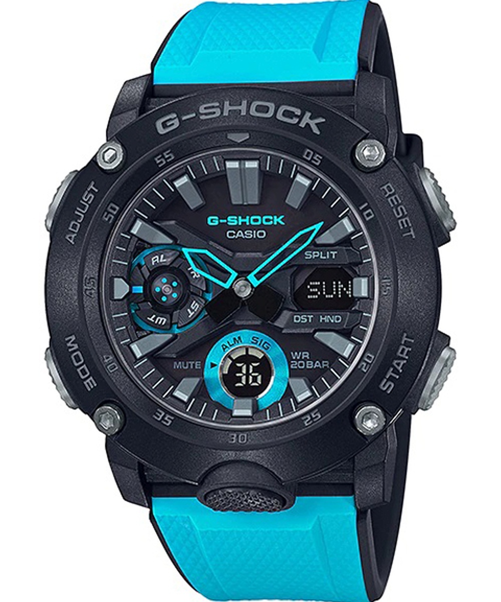 Relógio Casio G-Shock Masculino Anadigi Preto e Azul GA-2000-1A2DR