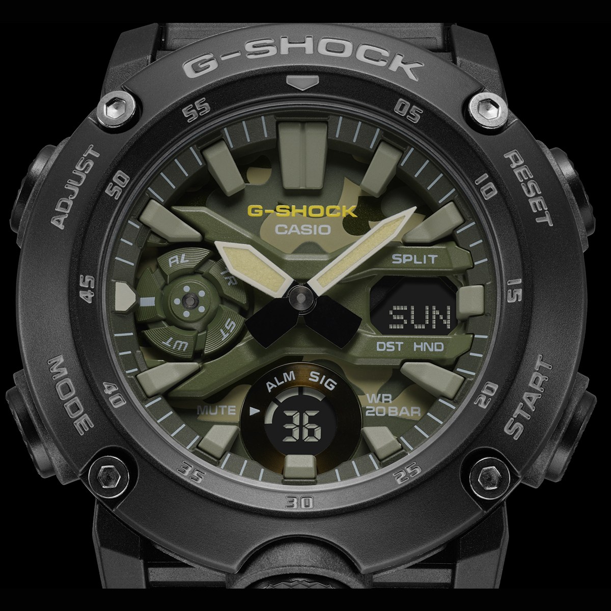 Relógio Casio G-Shock Masculino  Anadigi Preto GA-2000SU-1ADR