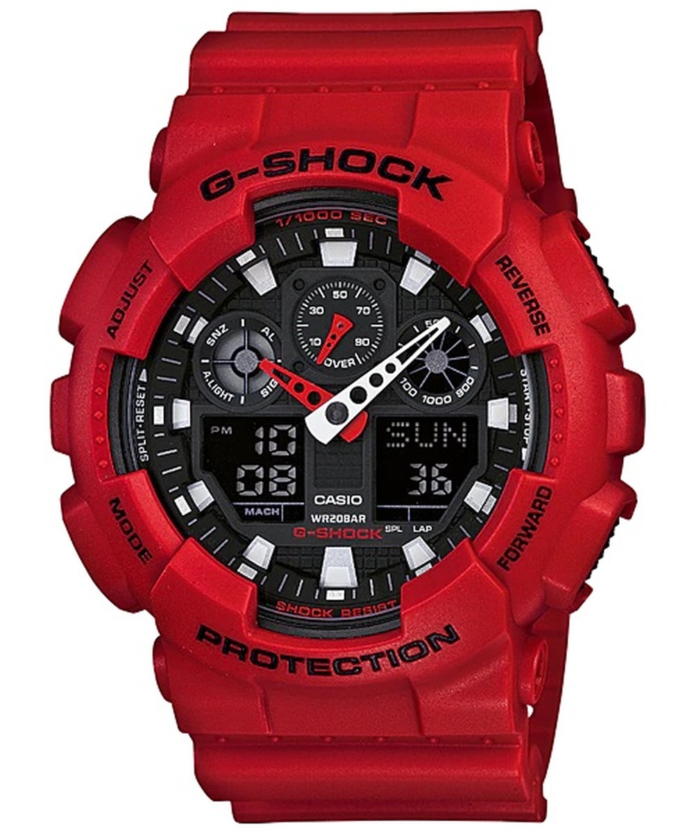 Relógio Casio G-Shock Masculino Anadigi Vermelho GA-100B-4ADR