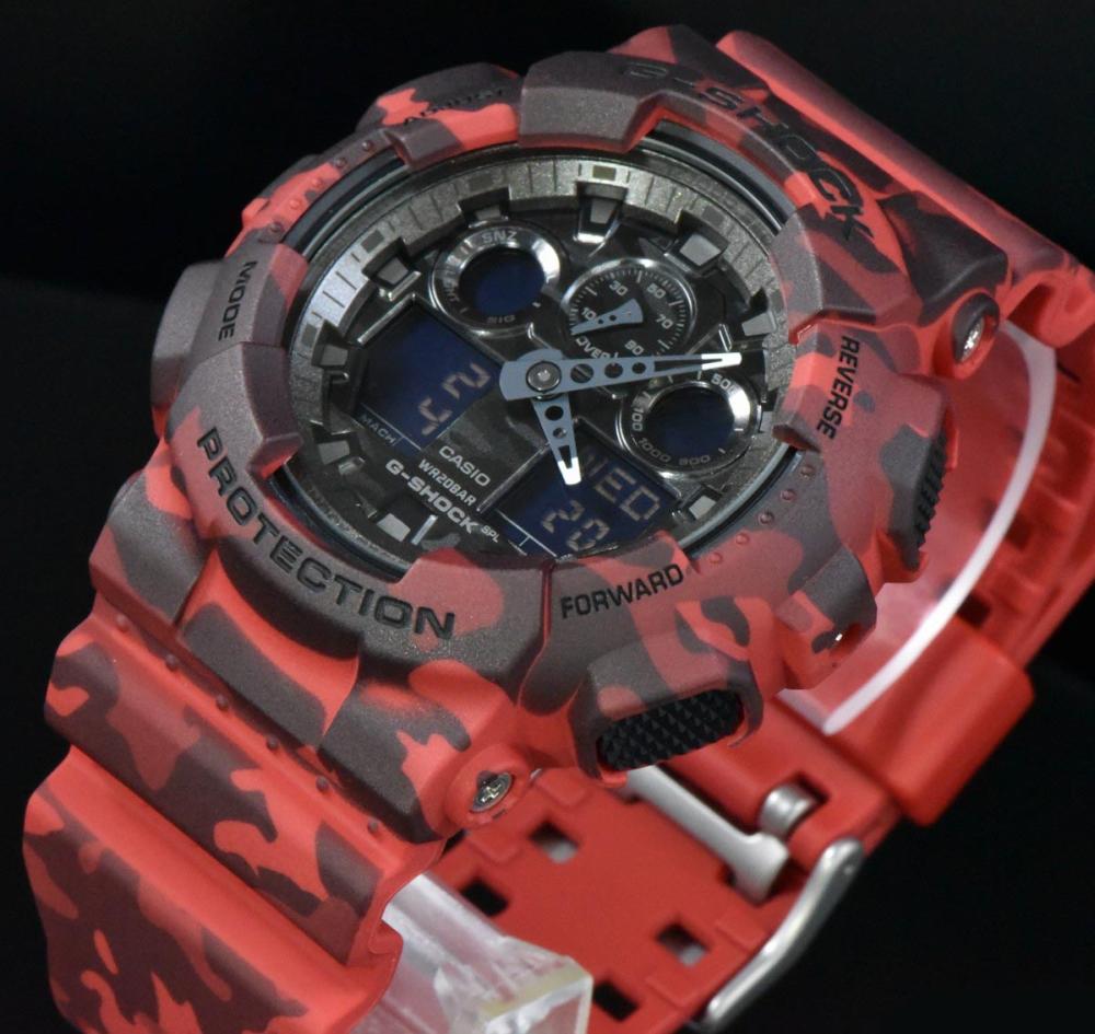 Relógio Casio G-Shock Vermelho Camuflado GA-100CM-4ADR