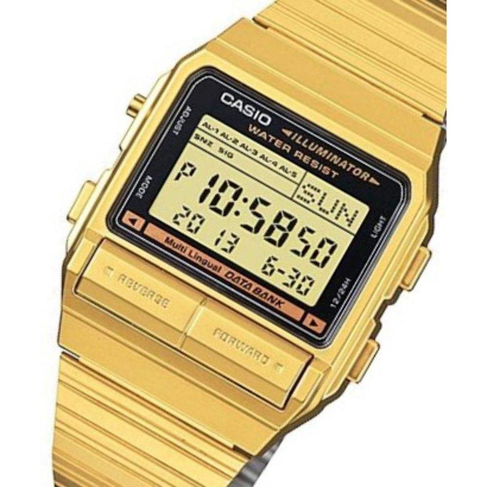 Relógio Casio Masculino Vintage Digital Dourado DB-380G-1DF