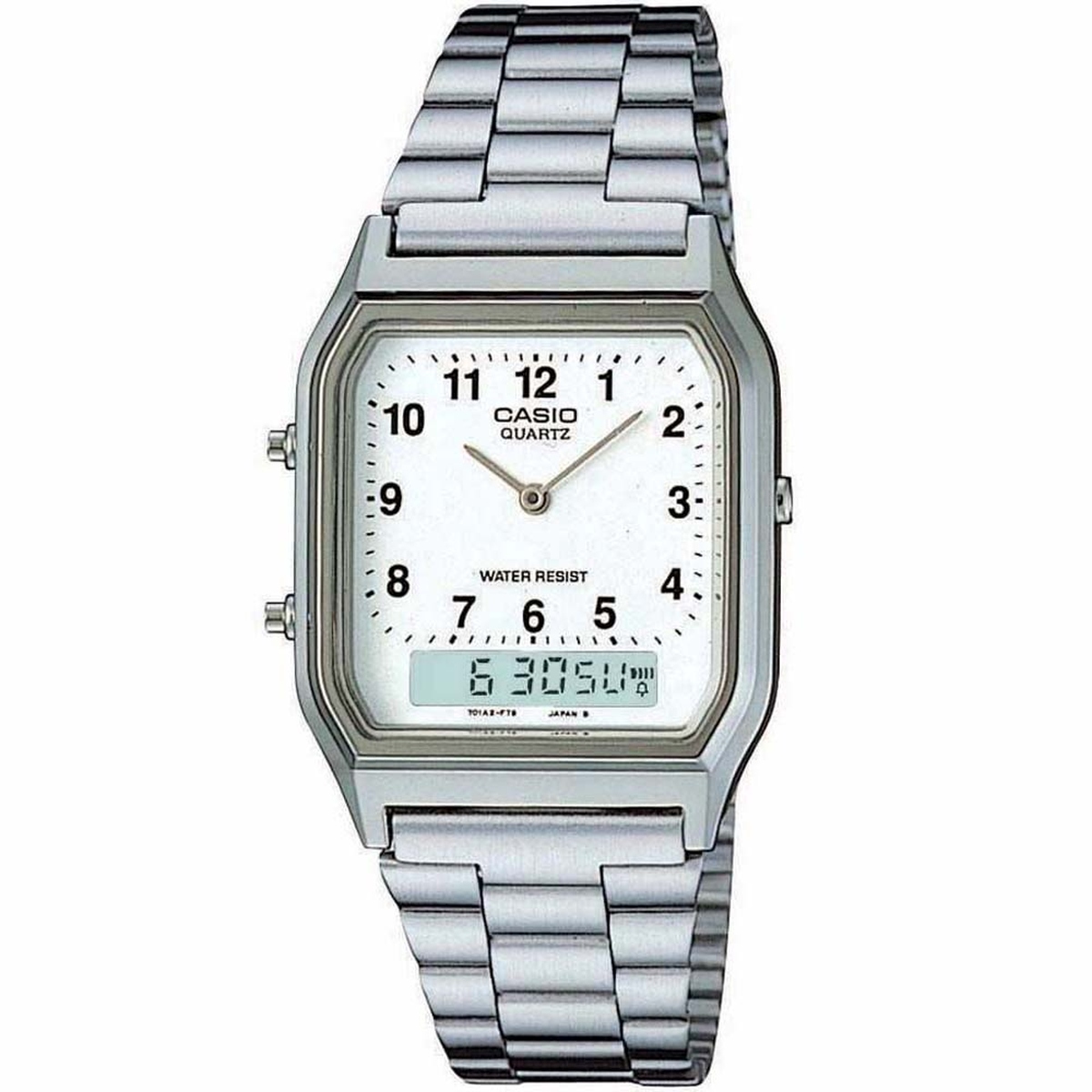 Relógio Casio Unissex Anadigi Vintage Prata AQ-230A-7BMQ