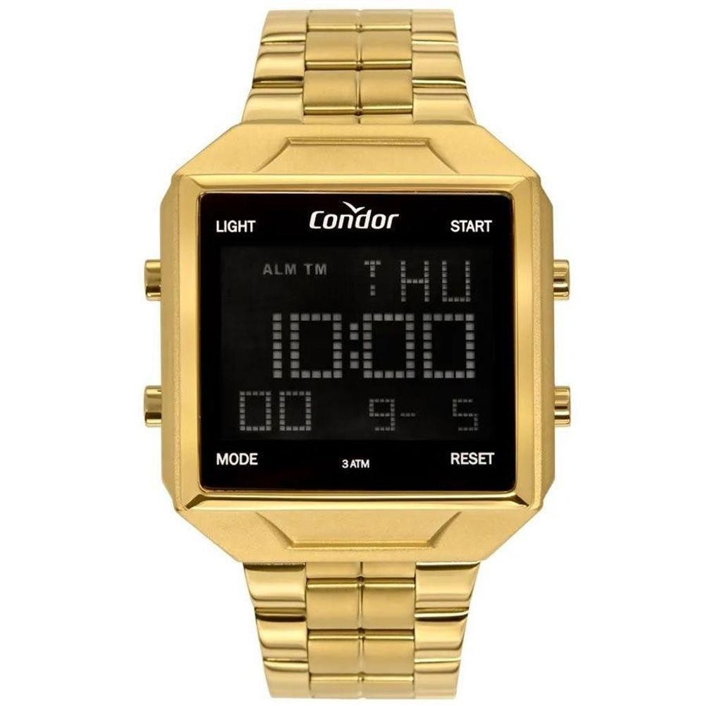 Relógio Condor Masculino Digital Quadrado Dourado COBJ2649AE/4D