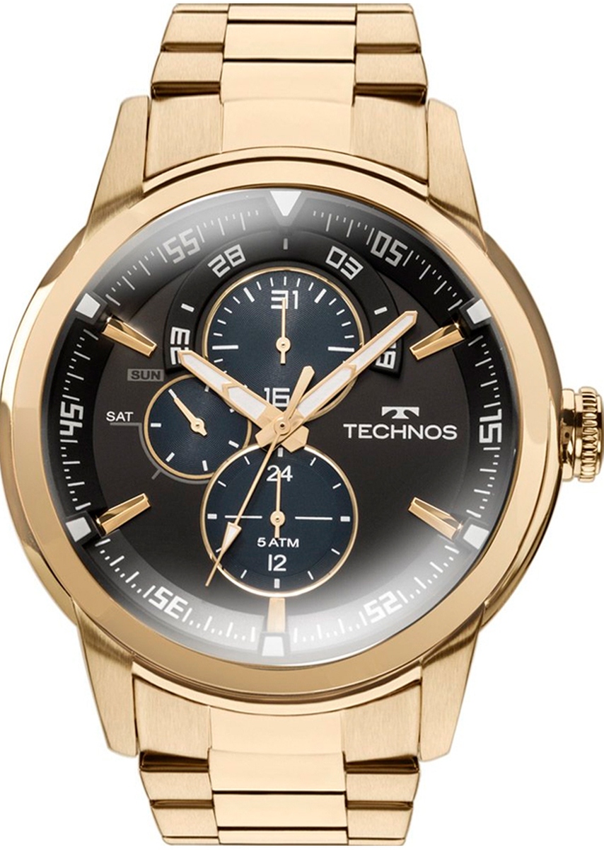Relógio Technos Masculino  Classic Grandtech Analogico Dourado 6P57AA/4P