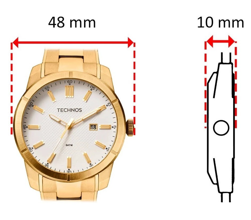 Relógio Technos Masculino Kit Pulso e Bolso Dourado EGM10YE/4B