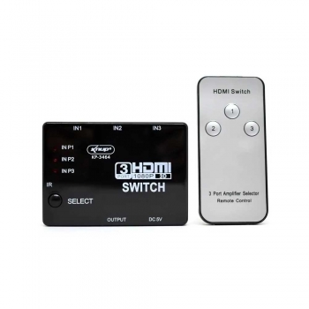 Switch Hdmi 3 Portas Knup 1080p - KP-3464 - Conecta Até 3 Aparelhos Em 1 Monitor