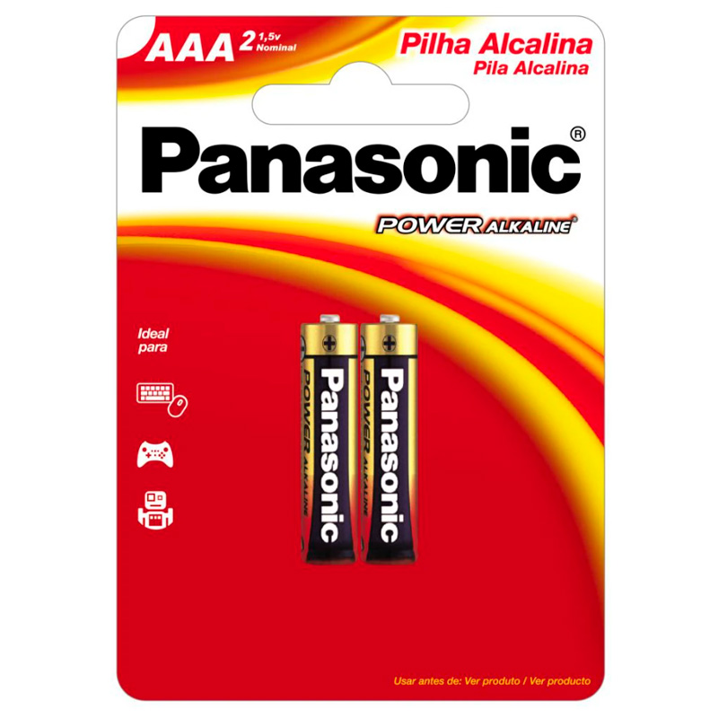 Pilha Alcalina Palito Aaa Panasonic Lr03-2bt480 (Cartela C/2 Pilhas) - 1001091