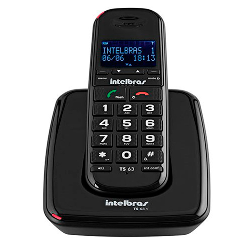 Telefone Sem Fio Intelbras Ts 63v Preto Ident De Chamadas - 4000048