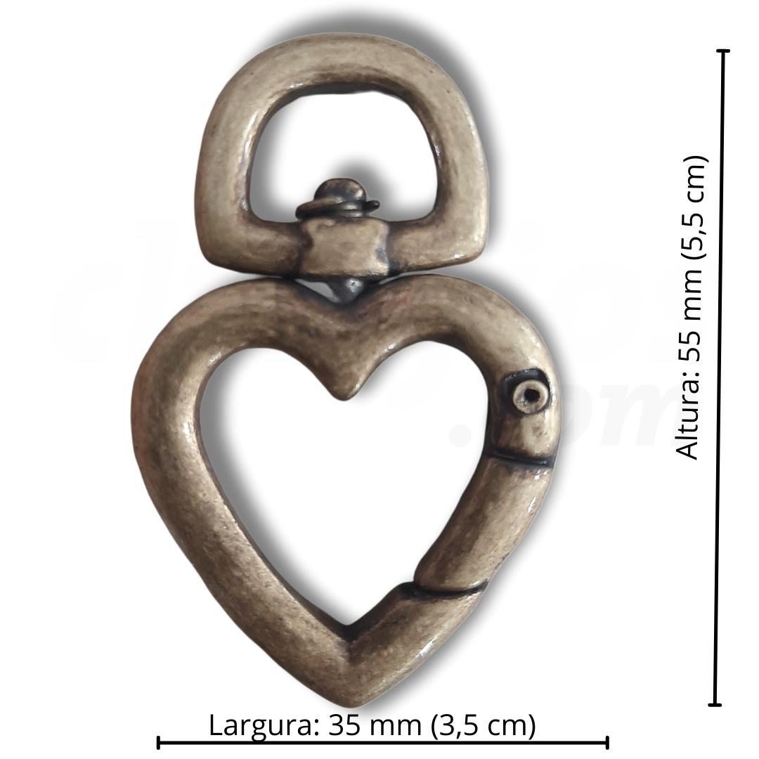 Argola Articulada de Coração para Bolsa cor Ouro Velho de 5,5 cm