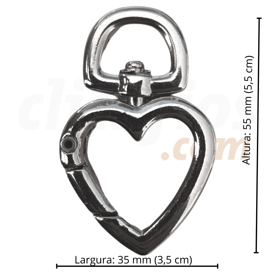 Argola Articulada de Coração para Bolsa cor prata de 5,5 cm