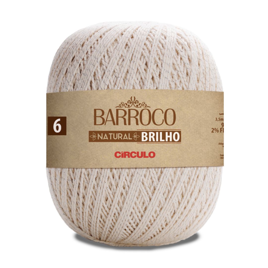 Barbante Barroco Natural Brilho Prata Nº 6 Circulo 700g