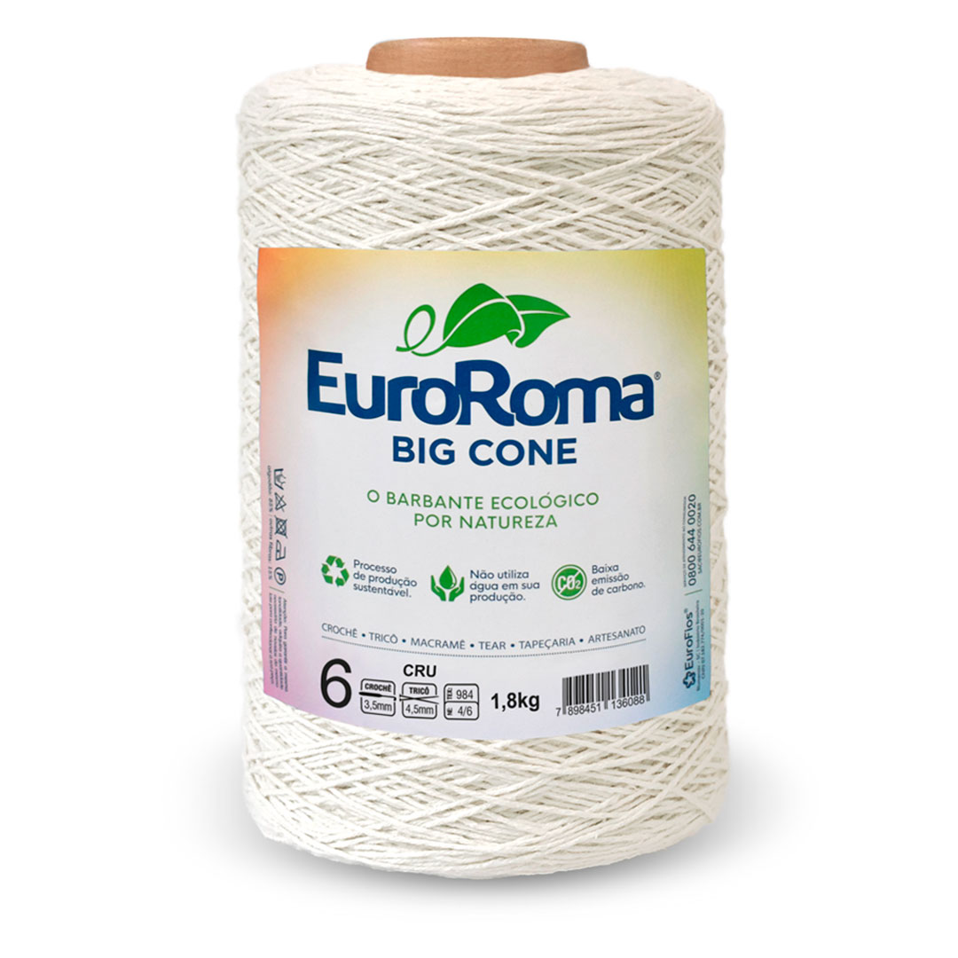 Barbante Cru Nº 6 Euroroma Big Cone 1,8 kg